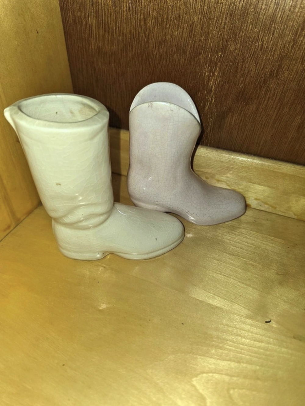 Ceramic Boot Decor Pair in White